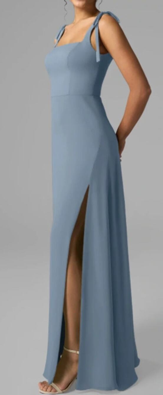 AW BRIDAL SZ 2 XS light dusty blue chiffon  Maisha formal party dress NEW B38
